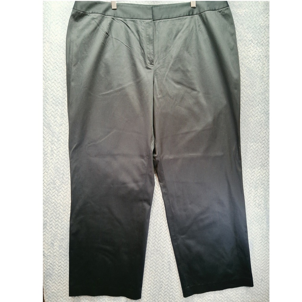 Lafayette 148 New York Black Sateen Finish Wide Leg Trousers Pants Size 22